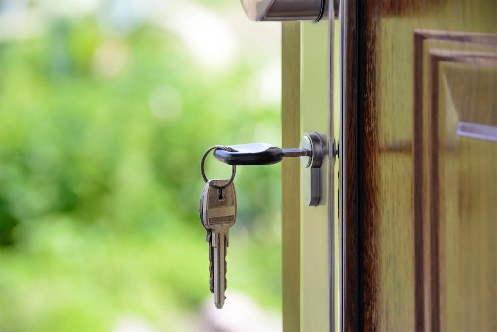 Key in the main door lock of a resale flat in Singapore